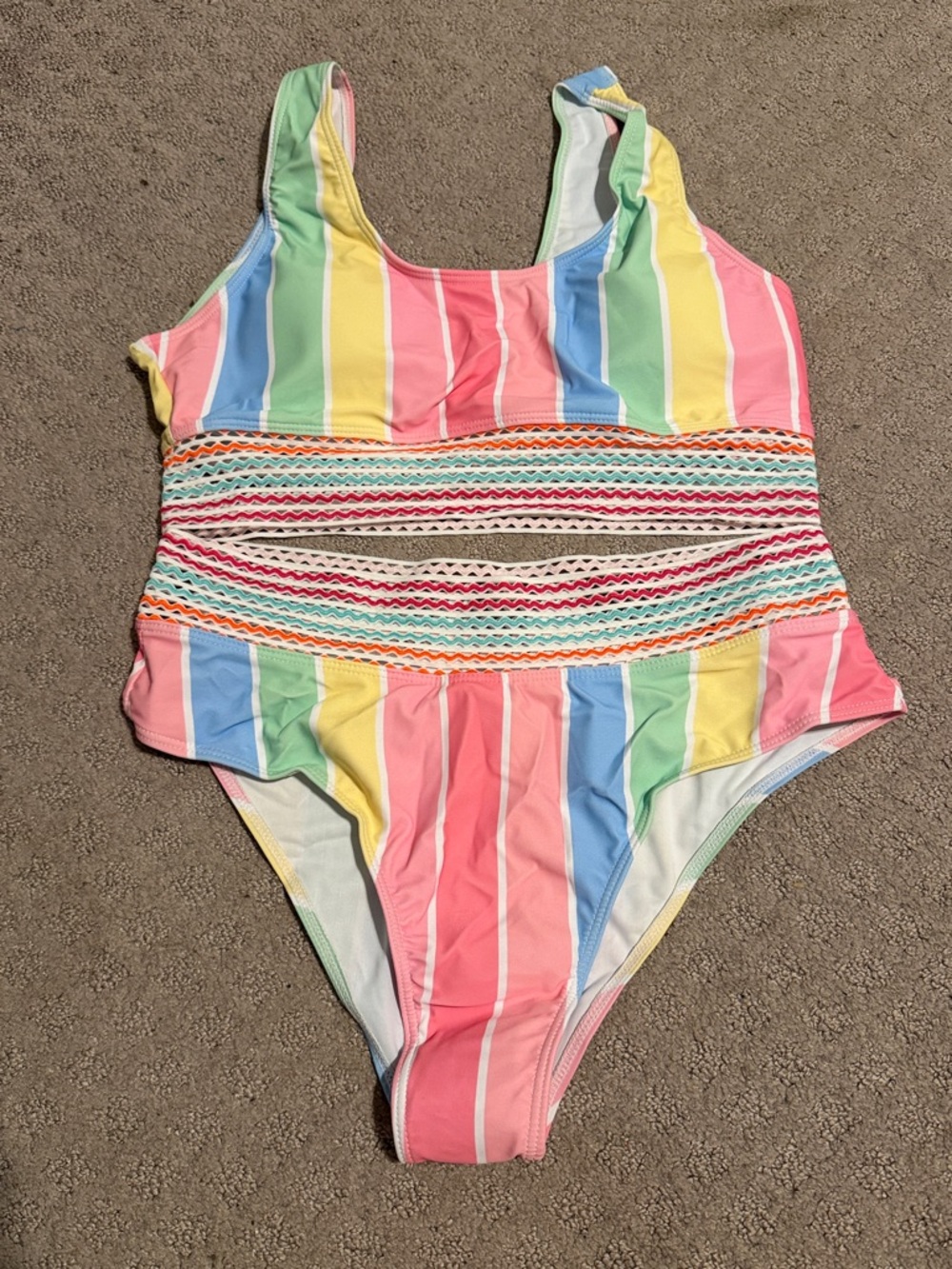 Pastel Rainbow Stripe One-Piece Swimsuit